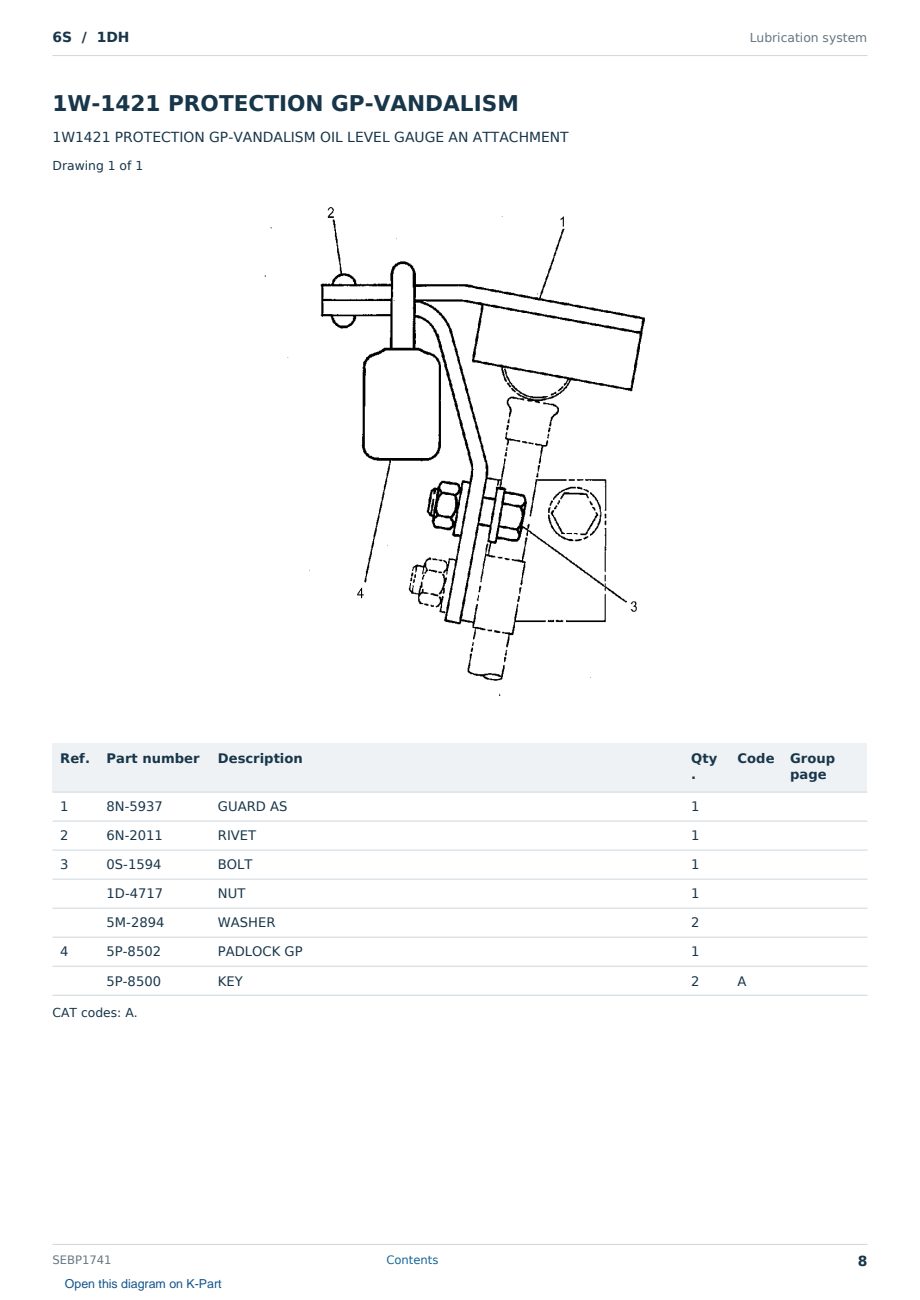 Caterpillar 6S S/N 1DH Partsbook SEBP1741 (English) - sample page 8 of 10 Caterpillar 6S S/N 1DH Partsbook SEBP1741 (English) - sample page 8 of 10
