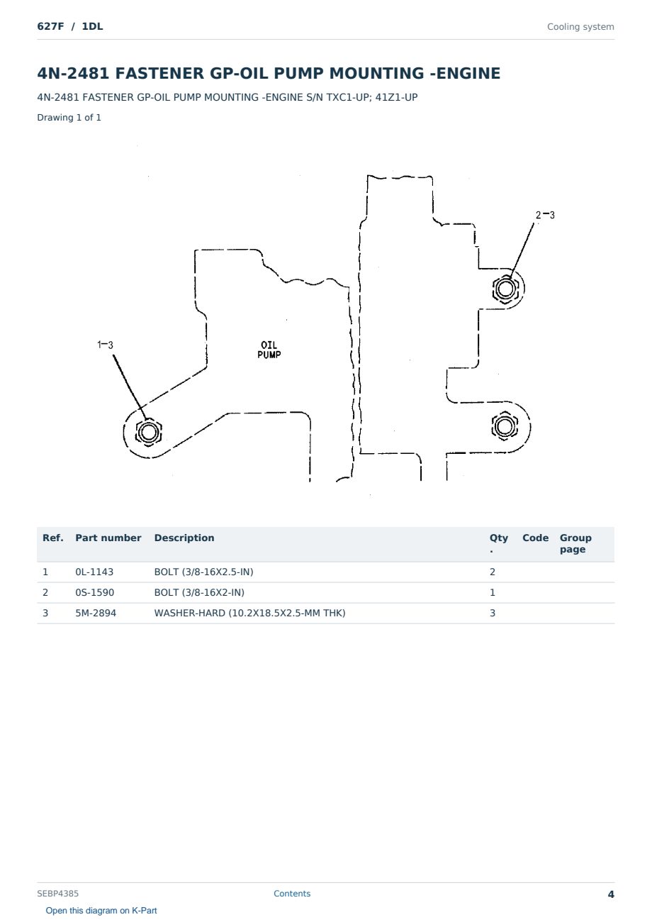 Caterpillar 627F S/N 1DL Partsbook SEBP4385 (English) - sample page 4 of 10 Caterpillar 627F S/N 1DL Partsbook SEBP4385 (English) - sample page 4 of 10