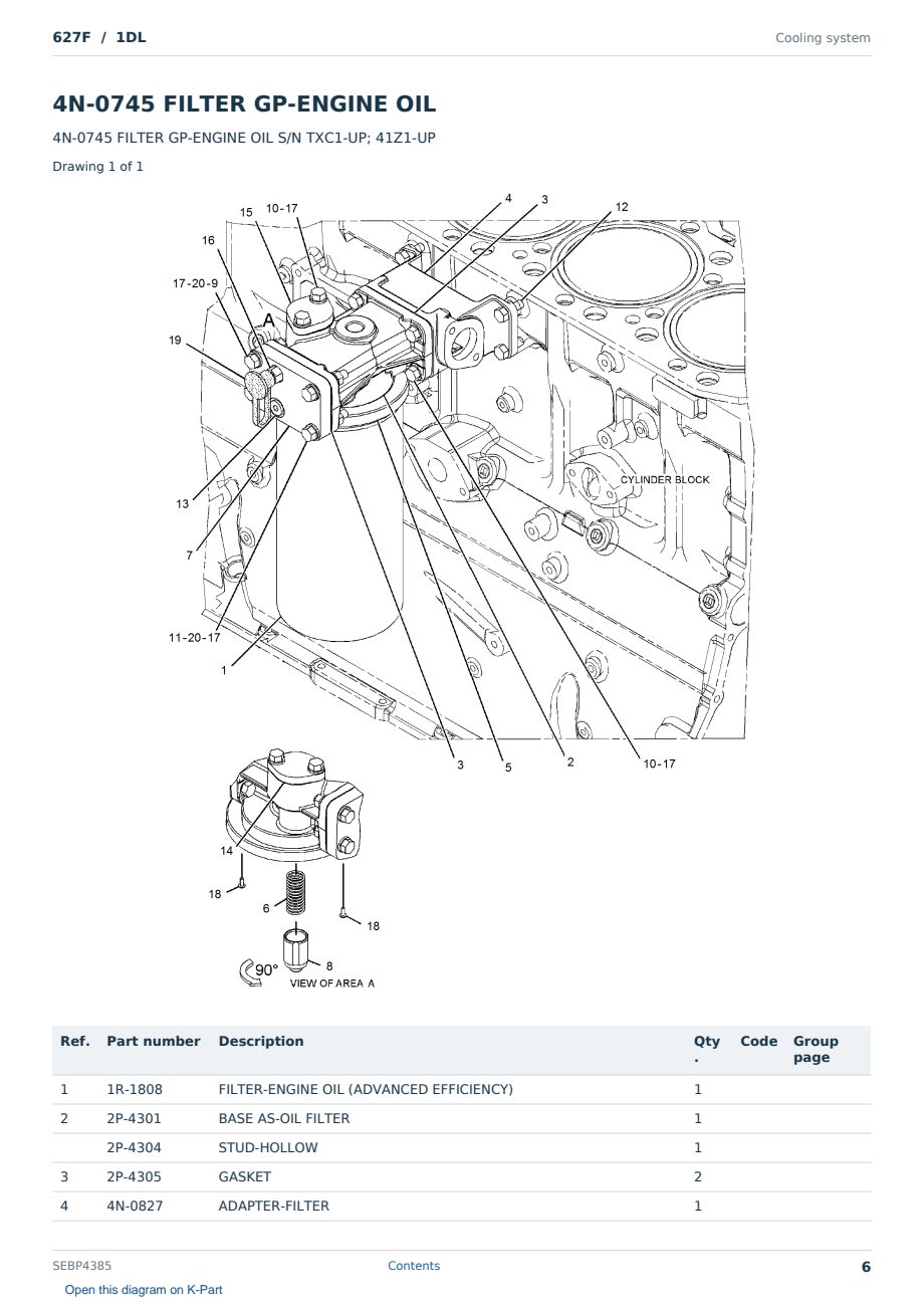 Caterpillar 627F S/N 1DL Partsbook SEBP4385 (English) - sample page 6 of 10 Caterpillar 627F S/N 1DL Partsbook SEBP4385 (English) - sample page 6 of 10