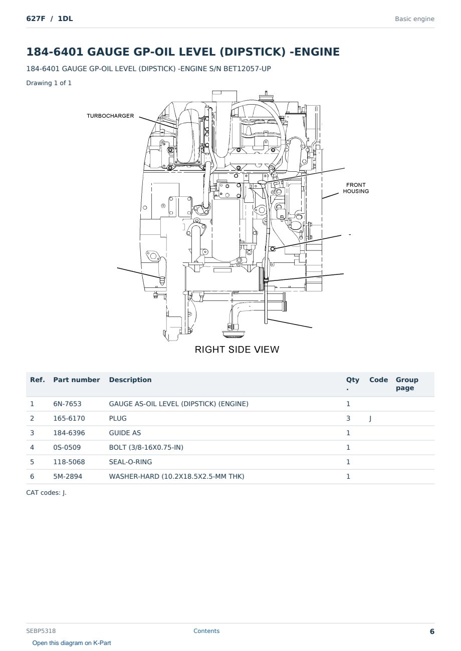 Caterpillar 627F S/N 1DL Partsbook SEBP5318 (English) - sample page 6 of 10 Caterpillar 627F S/N 1DL Partsbook SEBP5318 (English) - sample page 6 of 10