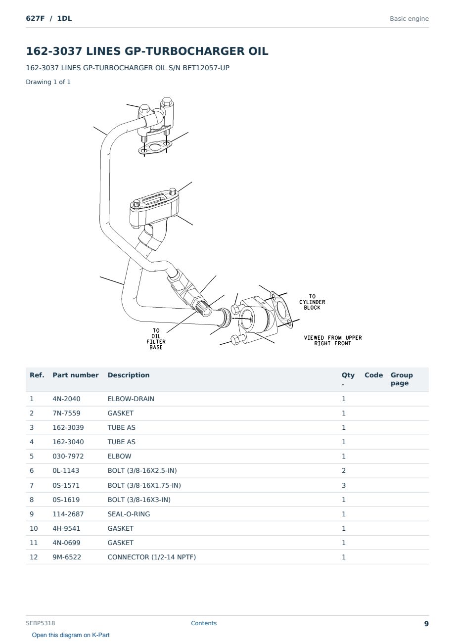 Caterpillar 627F S/N 1DL Partsbook SEBP5318 (English) - sample page 9 of 10 Caterpillar 627F S/N 1DL Partsbook SEBP5318 (English) - sample page 9 of 10