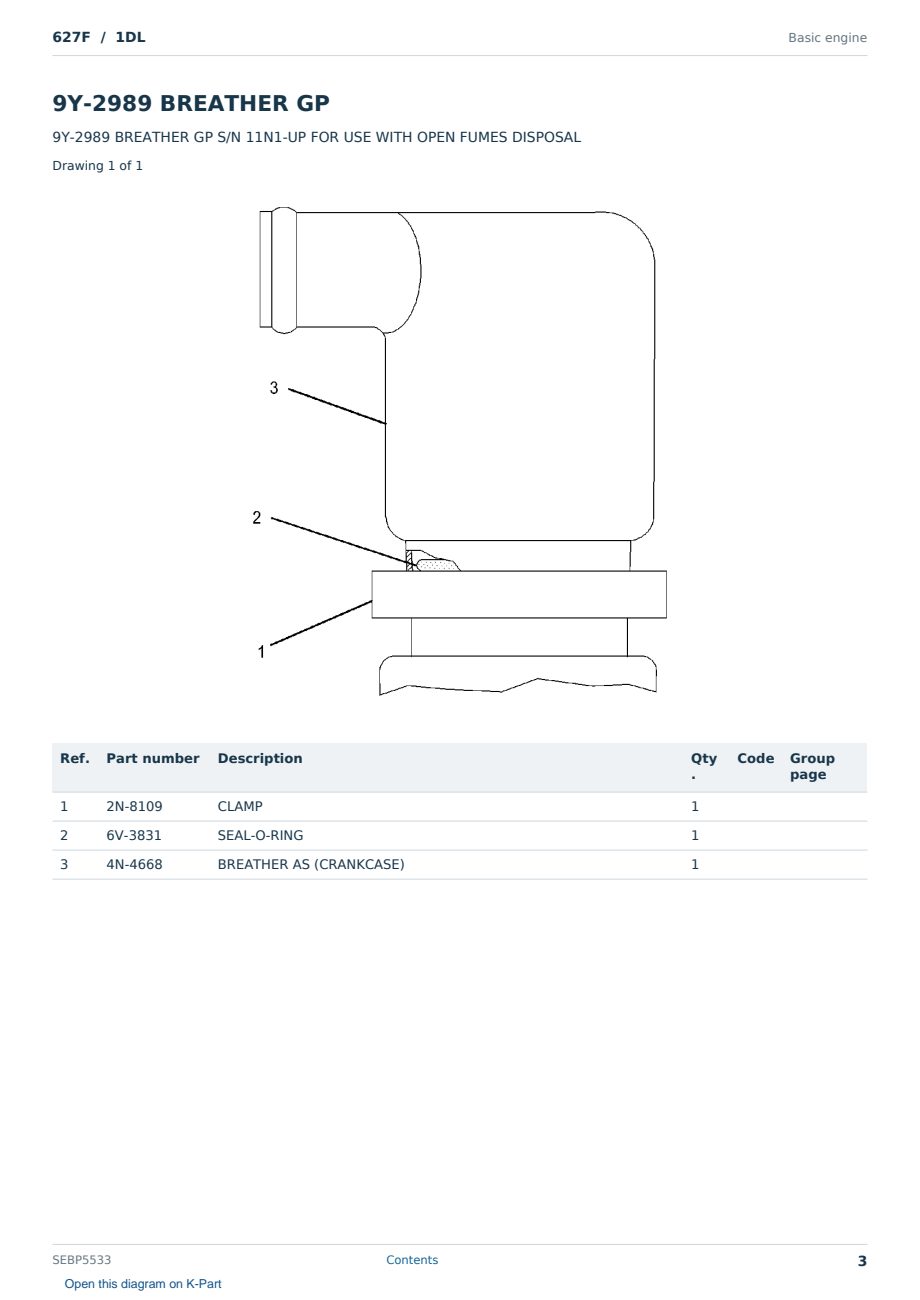 Caterpillar 627F S/N 1DL Partsbook SEBP5533 (English) - sample page 3 of 10 Caterpillar 627F S/N 1DL Partsbook SEBP5533 (English) - sample page 3 of 10