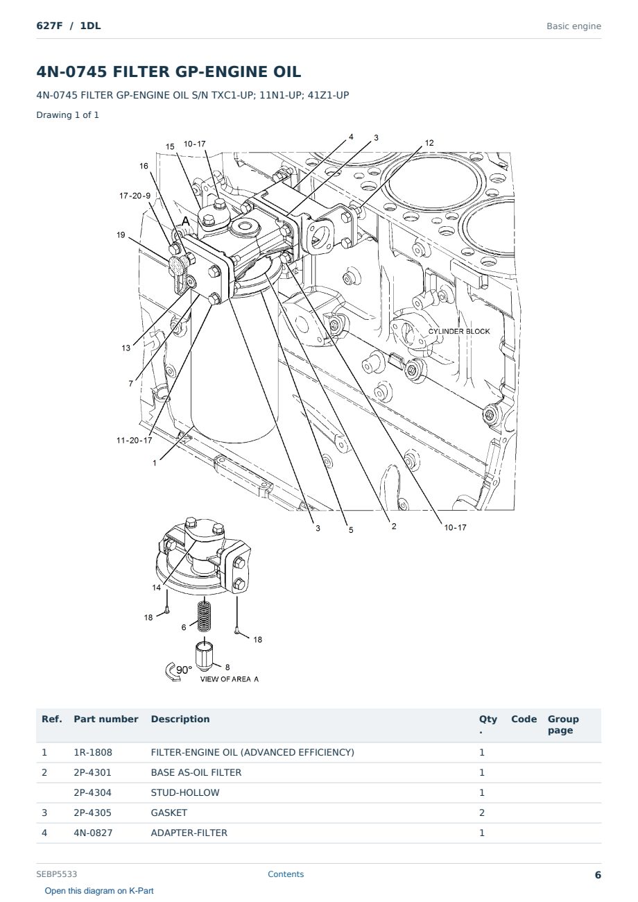 Caterpillar 627F S/N 1DL Partsbook SEBP5533 (English) - sample page 6 of 10 Caterpillar 627F S/N 1DL Partsbook SEBP5533 (English) - sample page 6 of 10