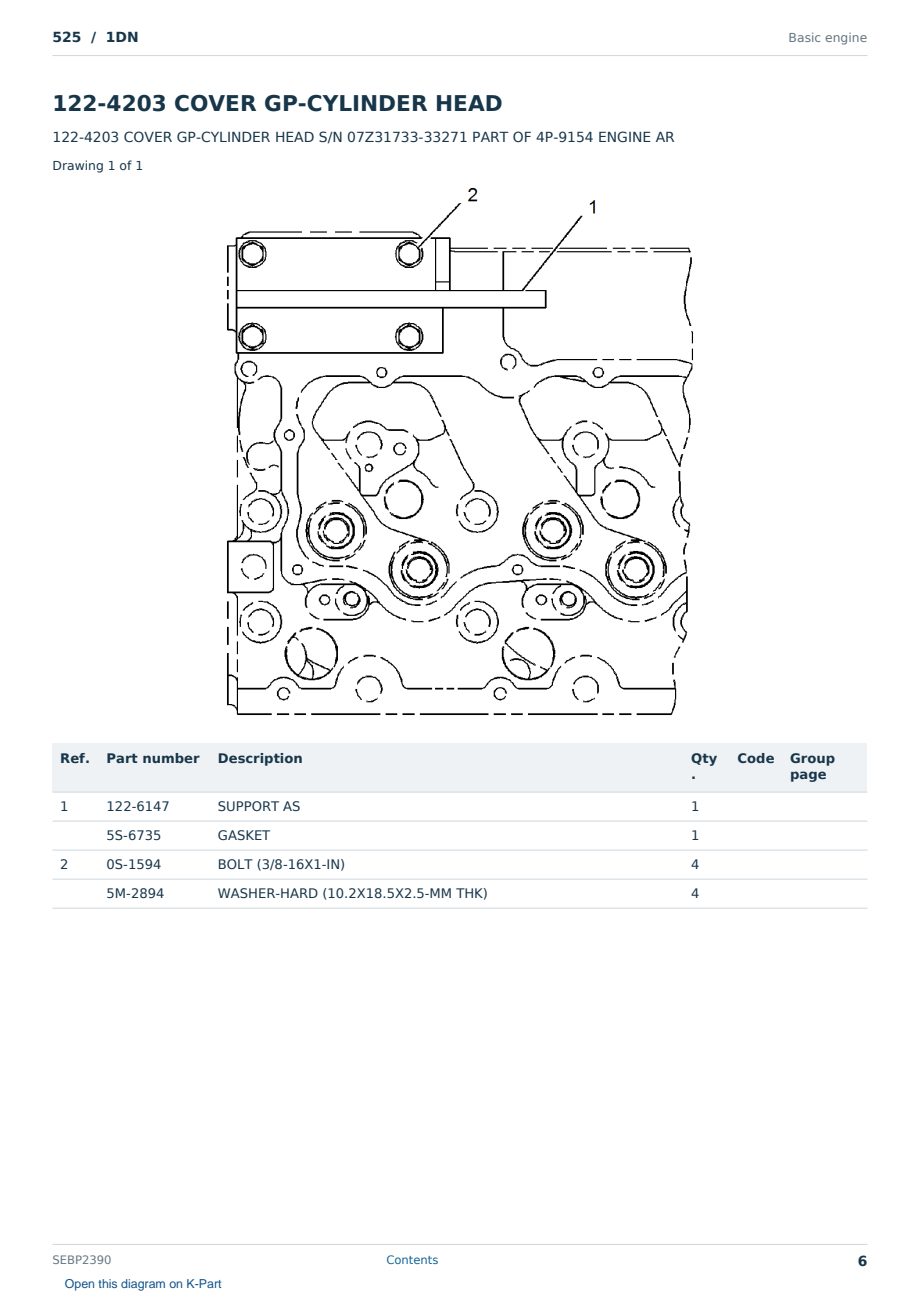 Caterpillar 525 S/N 1DN Partsbook SEBP2390 (English) - sample page 6 of 10 Caterpillar 525 S/N 1DN Partsbook SEBP2390 (English) - sample page 6 of 10