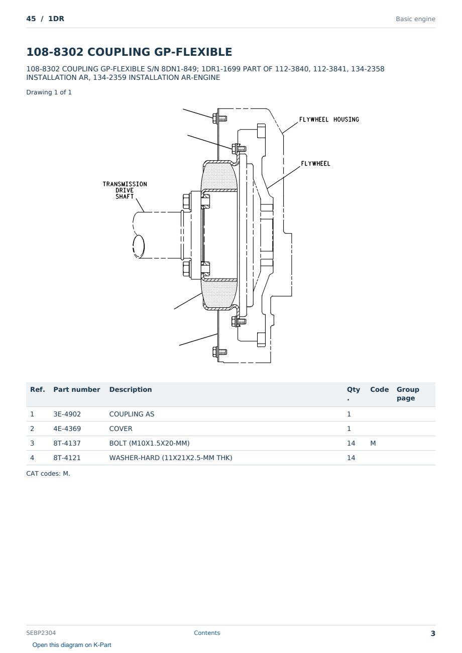 Caterpillar 45 S/N 1DR Partsbook SEBP2304 (English) - sample page 3 of 10 Caterpillar 45 S/N 1DR Partsbook SEBP2304 (English) - sample page 3 of 10