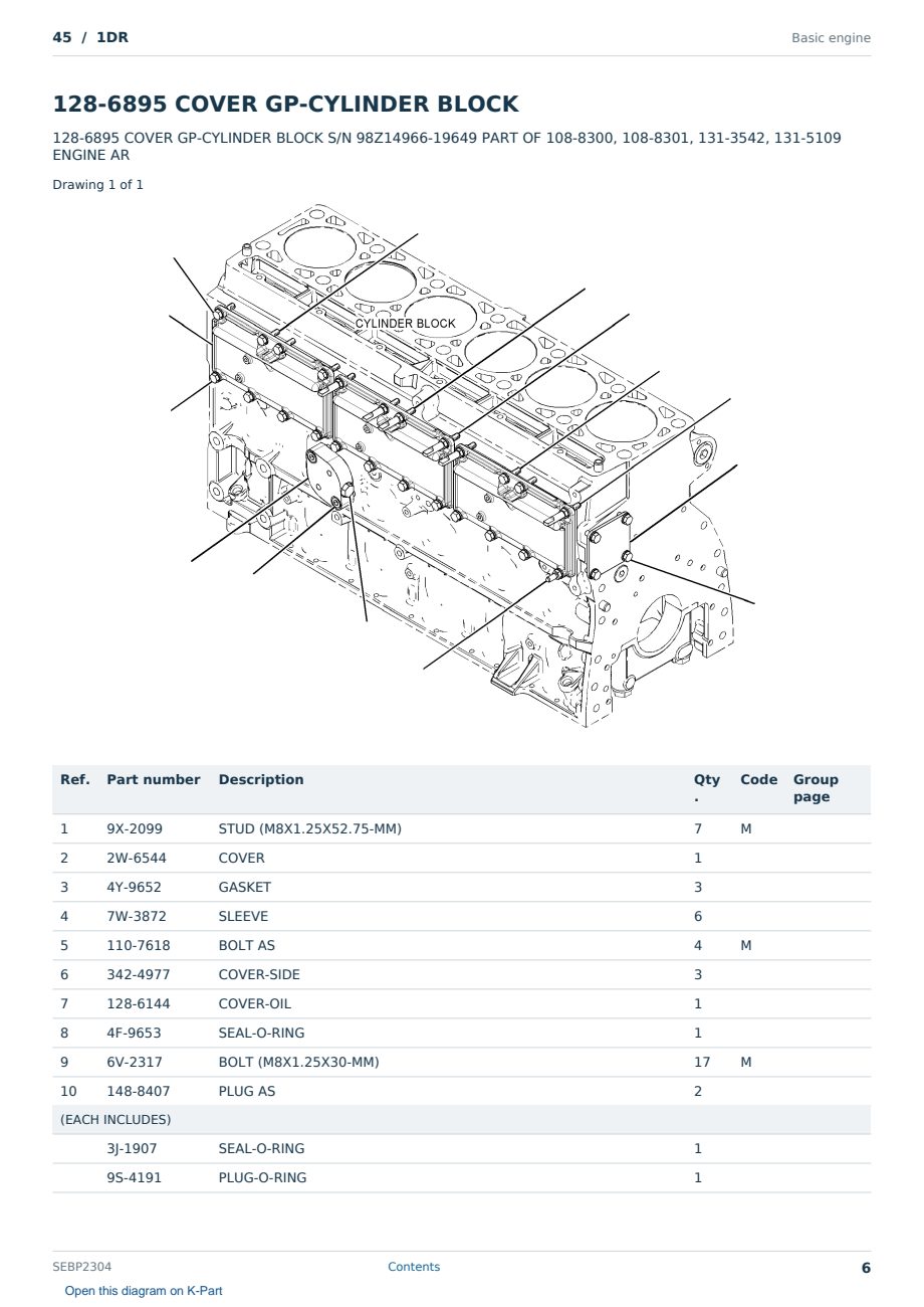 Caterpillar 45 S/N 1DR Partsbook SEBP2304 (English) - sample page 6 of 10 Caterpillar 45 S/N 1DR Partsbook SEBP2304 (English) - sample page 6 of 10