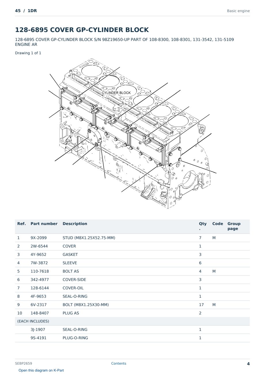 Caterpillar 45 S/N 1DR Partsbook SEBP2659 (English) - sample page 4 of 10 Caterpillar 45 S/N 1DR Partsbook SEBP2659 (English) - sample page 4 of 10