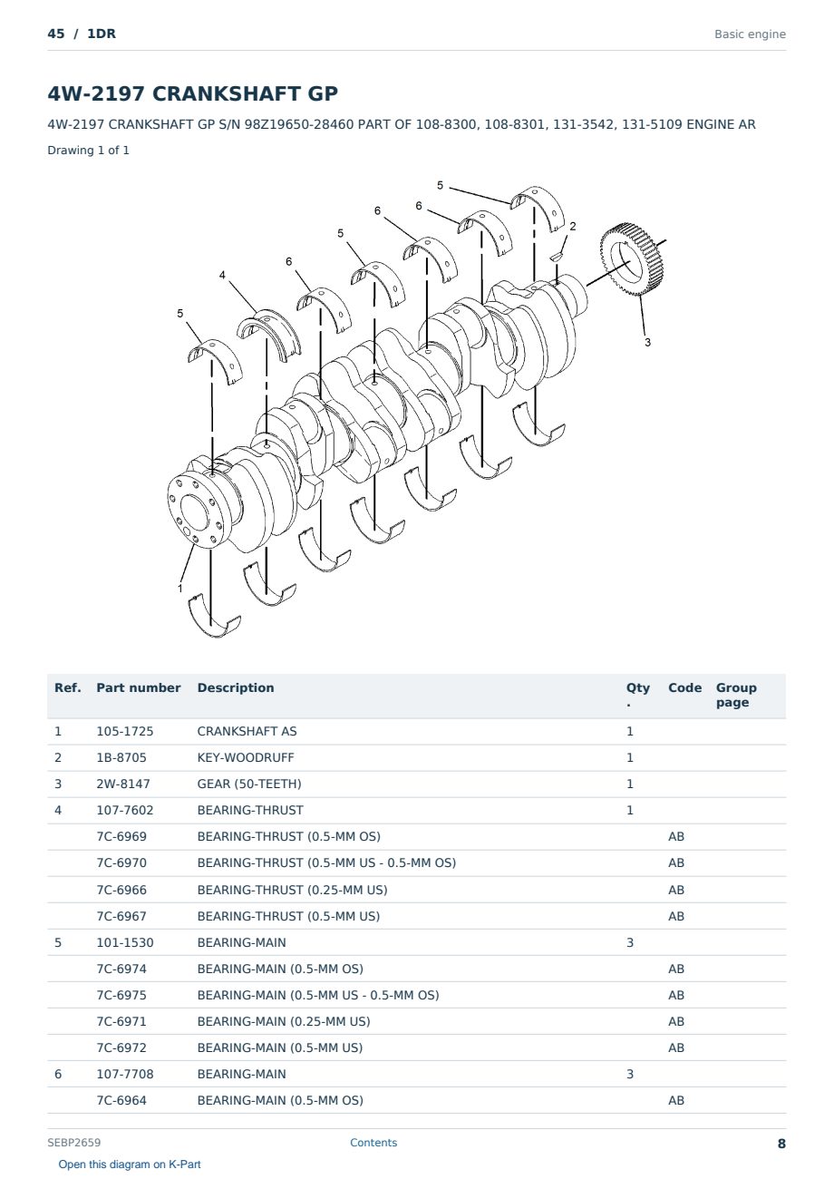 Caterpillar 45 S/N 1DR Partsbook SEBP2659 (English) - sample page 8 of 10 Caterpillar 45 S/N 1DR Partsbook SEBP2659 (English) - sample page 8 of 10