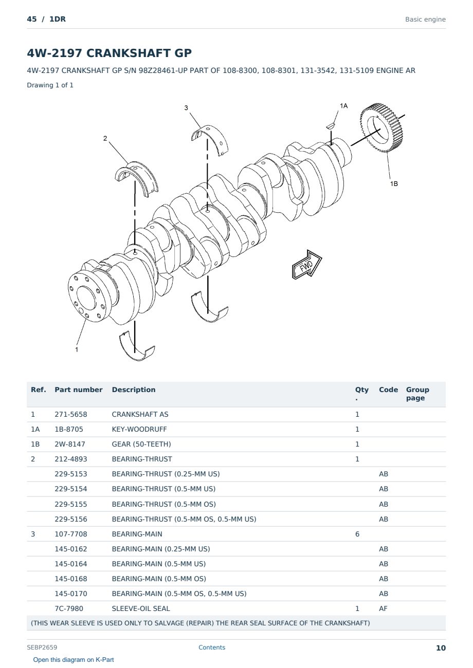 Caterpillar 45 S/N 1DR Partsbook SEBP2659 (English) - sample page 10 of 10 Caterpillar 45 S/N 1DR Partsbook SEBP2659 (English) - sample page 10 of 10