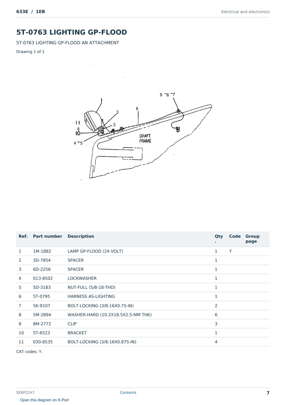 Caterpillar 633E S/N 1EB Partsbook SEBP2247 (English) - sample page 7 of 10 Caterpillar 633E S/N 1EB Partsbook SEBP2247 (English) - sample page 7 of 10