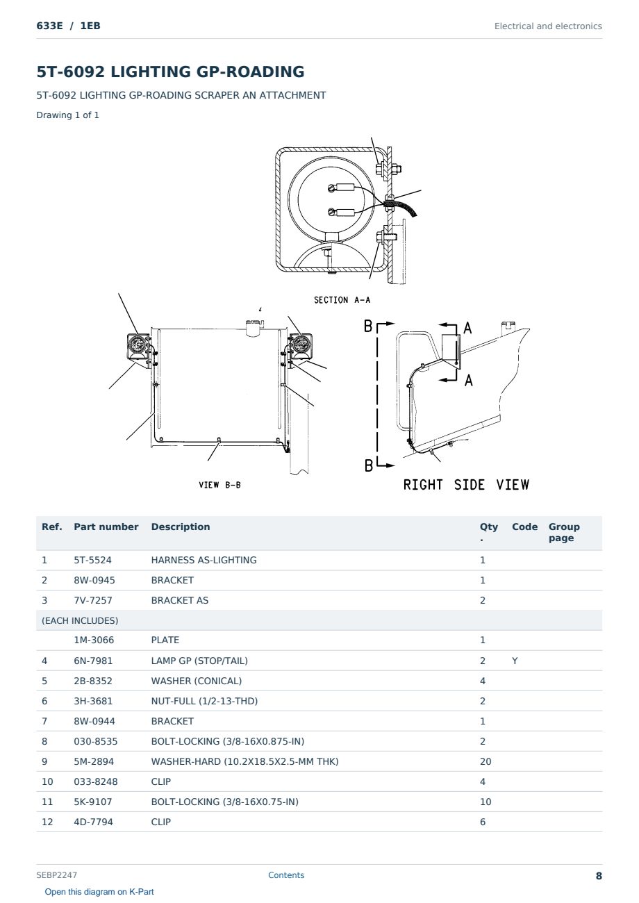 Caterpillar 633E S/N 1EB Partsbook SEBP2247 (English) - sample page 8 of 10 Caterpillar 633E S/N 1EB Partsbook SEBP2247 (English) - sample page 8 of 10