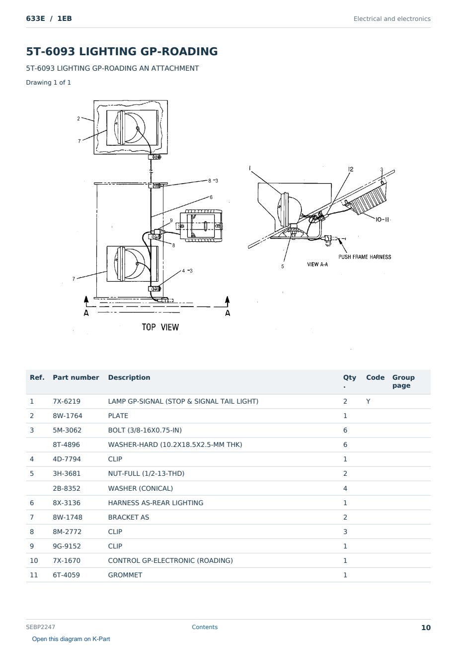 Caterpillar 633E S/N 1EB Partsbook SEBP2247 (English) - sample page 10 of 10 Caterpillar 633E S/N 1EB Partsbook SEBP2247 (English) - sample page 10 of 10