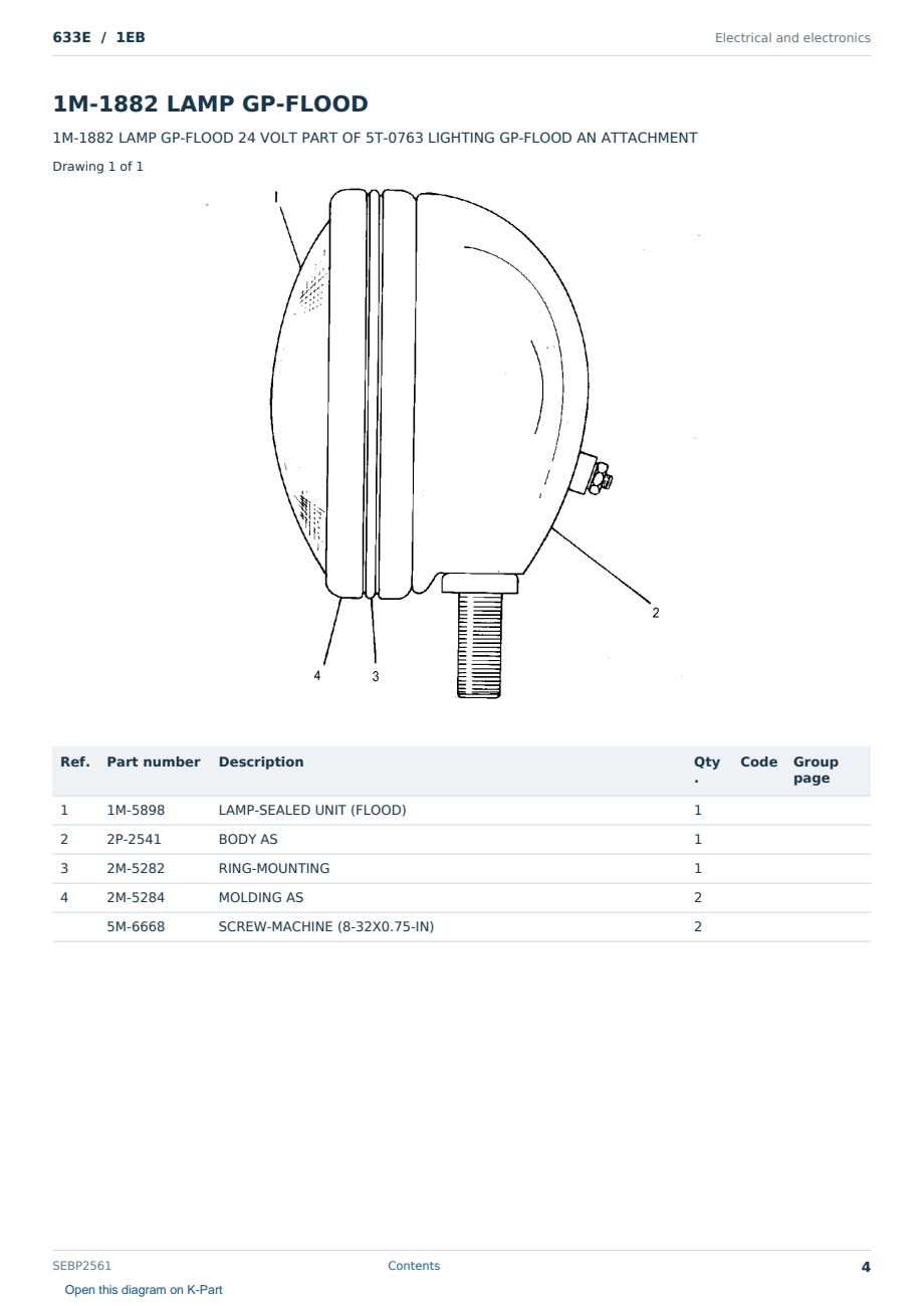 Caterpillar 633E S/N 1EB Partsbook SEBP2561 (English) - sample page 4 of 10 Caterpillar 633E S/N 1EB Partsbook SEBP2561 (English) - sample page 4 of 10
