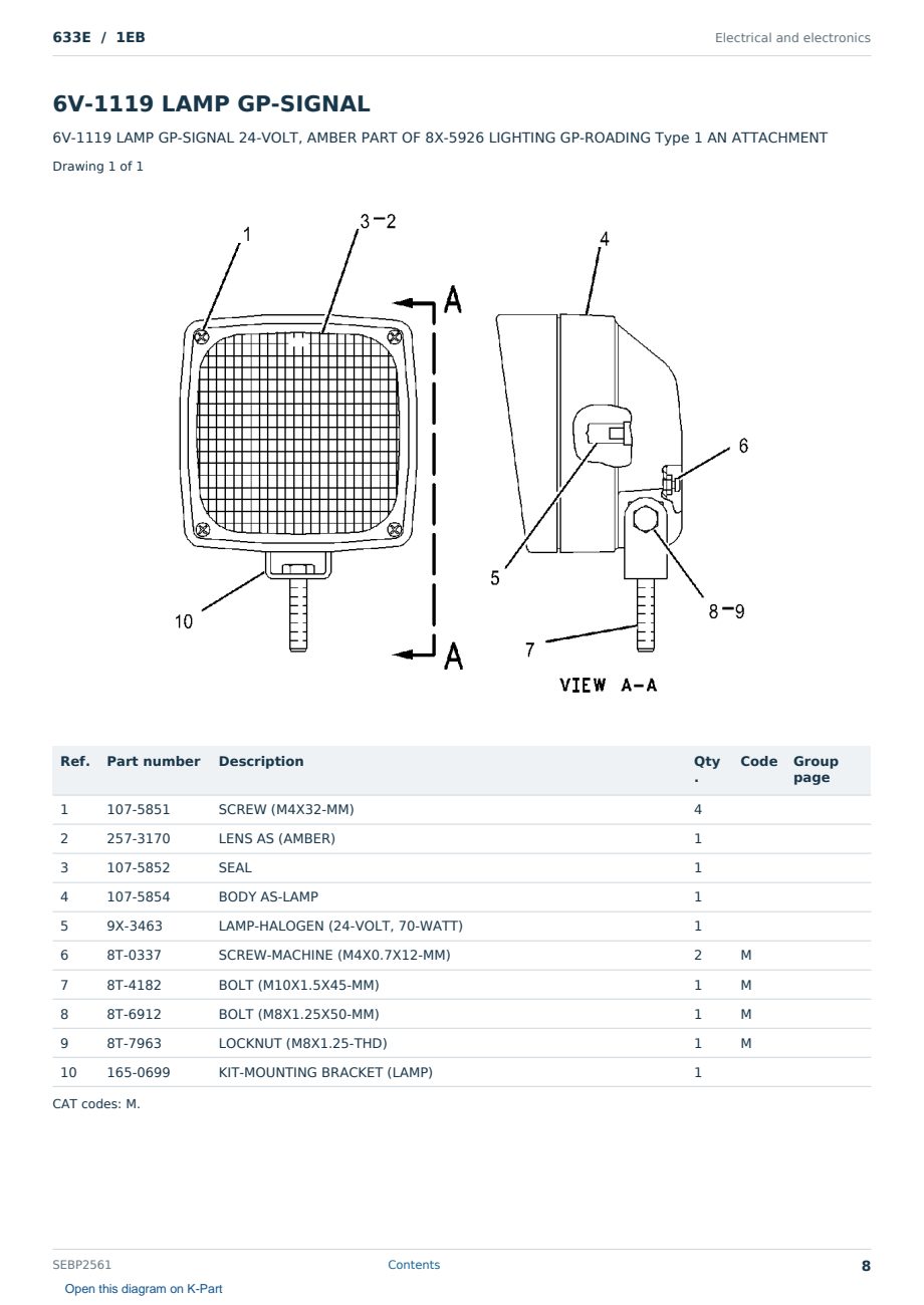 Caterpillar 633E S/N 1EB Partsbook SEBP2561 (English) - sample page 8 of 10 Caterpillar 633E S/N 1EB Partsbook SEBP2561 (English) - sample page 8 of 10