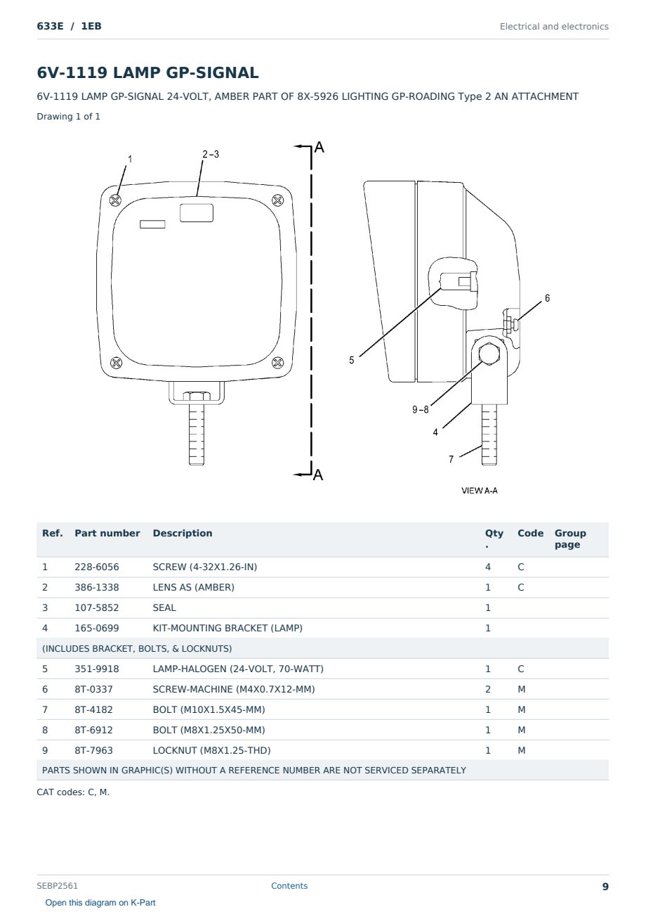 Caterpillar 633E S/N 1EB Partsbook SEBP2561 (English) - sample page 9 of 10 Caterpillar 633E S/N 1EB Partsbook SEBP2561 (English) - sample page 9 of 10
