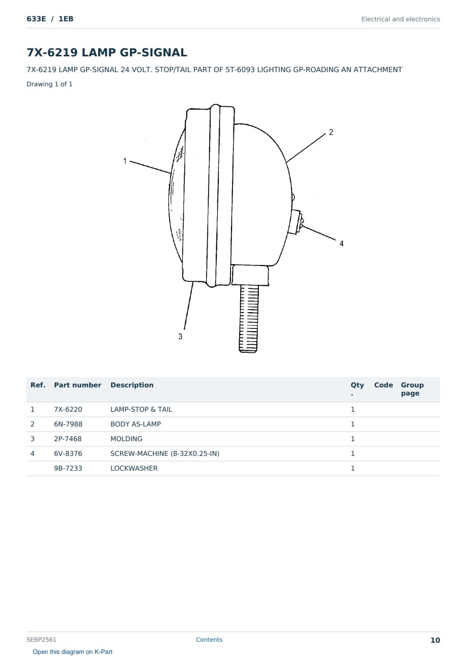 Caterpillar 633E S/N 1EB Partsbook SEBP2561 (English) - sample page 10 of 10 Caterpillar 633E S/N 1EB Partsbook SEBP2561 (English) - sample page 10 of 10