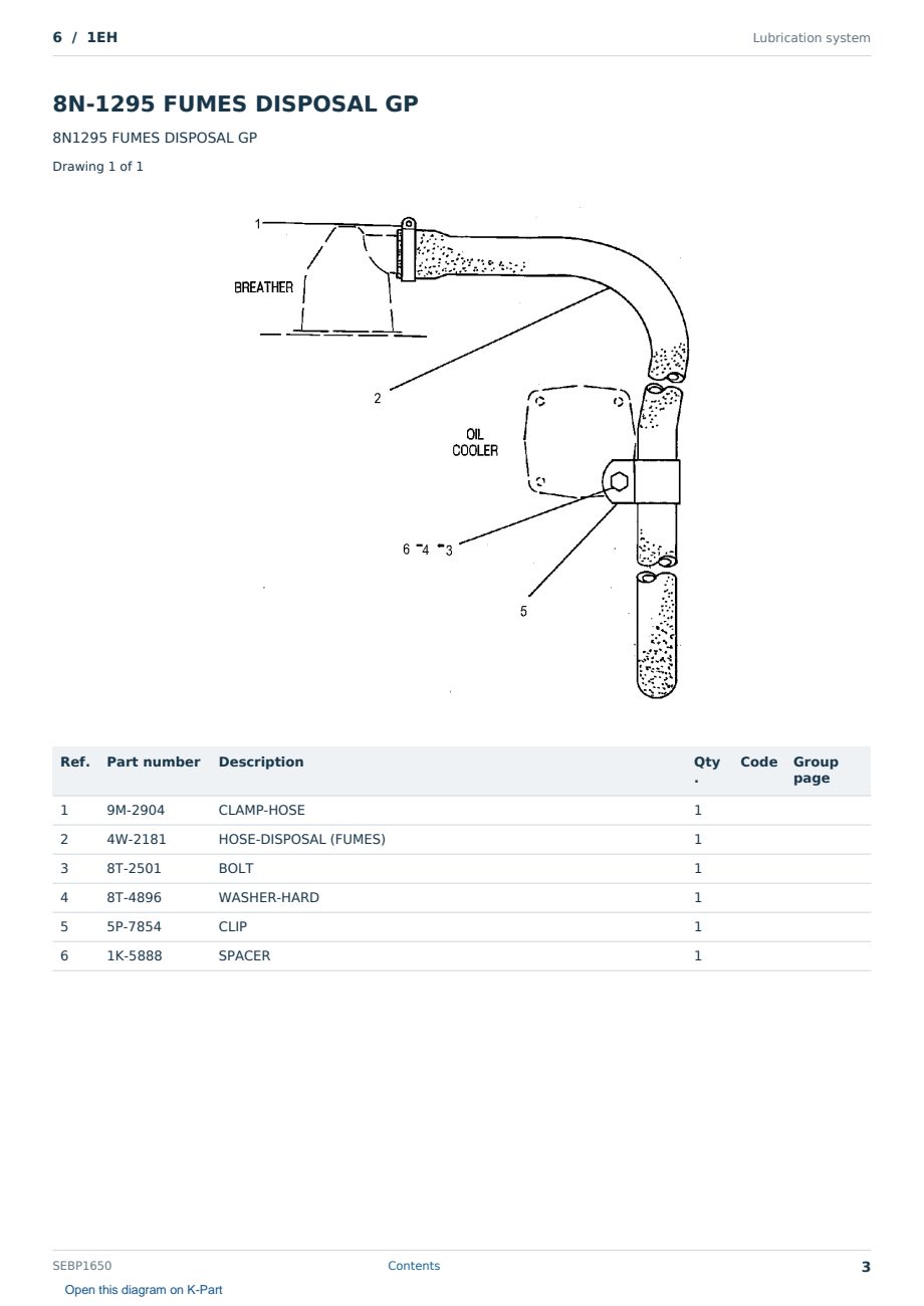 Caterpillar 6 S/N 1EH Partsbook SEBP1650 (English) - sample page 3 of 10 Caterpillar 6 S/N 1EH Partsbook SEBP1650 (English) - sample page 3 of 10