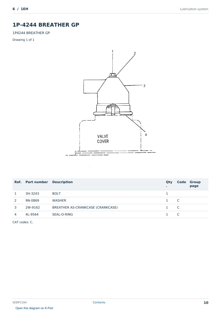 Caterpillar 6 S/N 1EH Partsbook SEBP2164 (English) - sample page 10 of 10 Caterpillar 6 S/N 1EH Partsbook SEBP2164 (English) - sample page 10 of 10