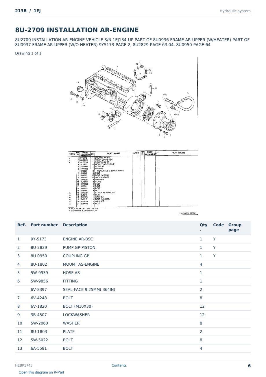 Caterpillar 213B S/N 1EJ Partsbook HEBP1743 (English) - sample page 6 of 10 Caterpillar 213B S/N 1EJ Partsbook HEBP1743 (English) - sample page 6 of 10