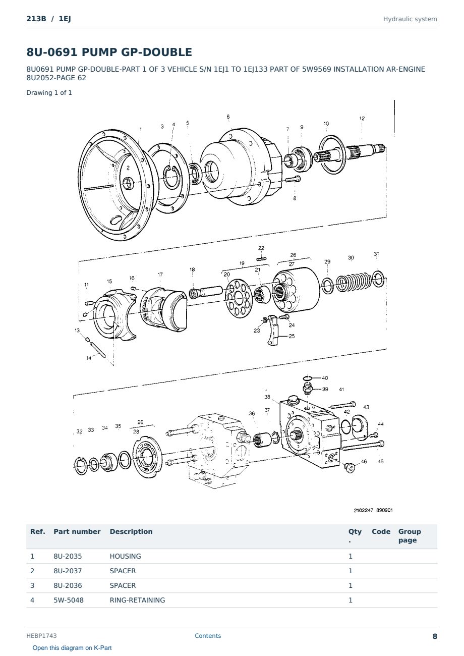 Caterpillar 213B S/N 1EJ Partsbook HEBP1743 (English) - sample page 8 of 10 Caterpillar 213B S/N 1EJ Partsbook HEBP1743 (English) - sample page 8 of 10
