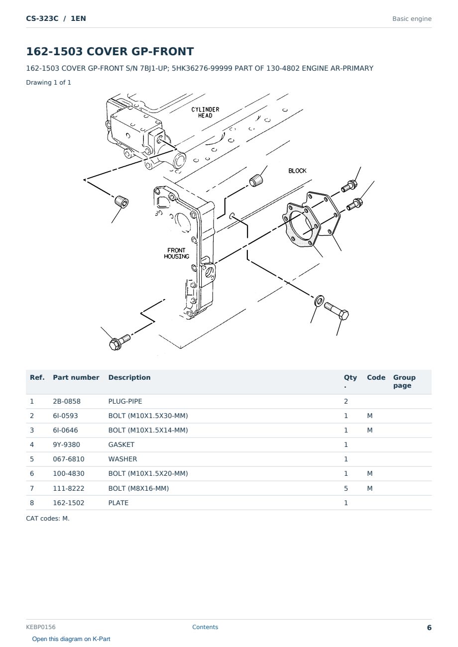 Caterpillar CS-323C S/N 1EN Partsbook KEBP0156 (English) - sample page 6 of 10 Caterpillar CS-323C S/N 1EN Partsbook KEBP0156 (English) - sample page 6 of 10