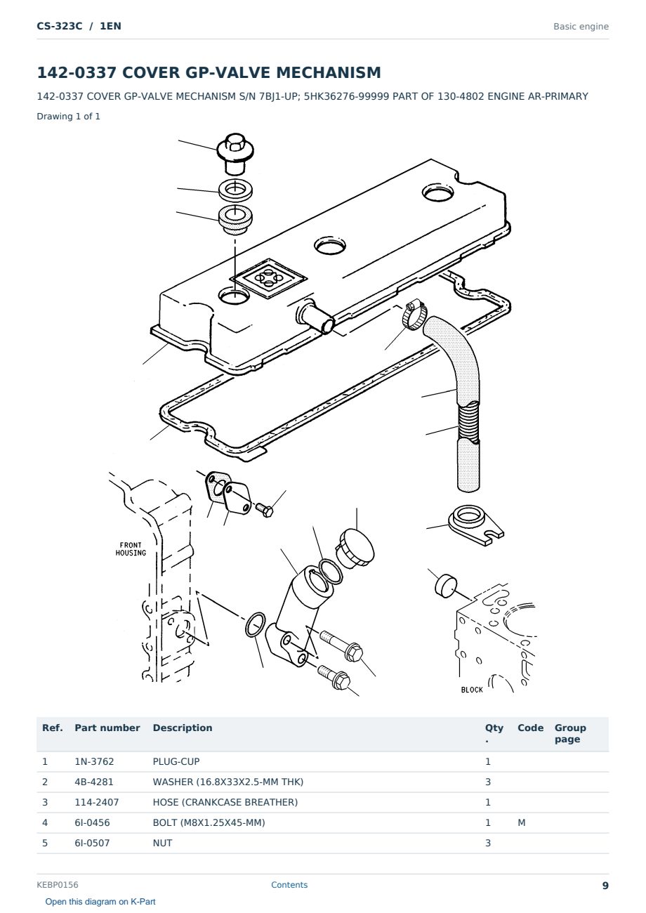 Caterpillar CS-323C S/N 1EN Partsbook KEBP0156 (English) - sample page 9 of 10 Caterpillar CS-323C S/N 1EN Partsbook KEBP0156 (English) - sample page 9 of 10