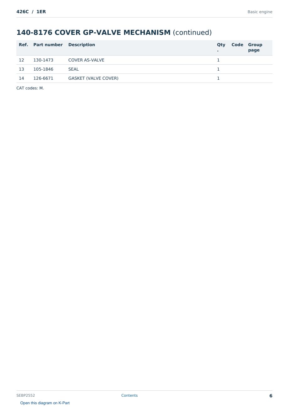 Caterpillar 426C S/N 1ER Partsbook SEBP2552 (English) - sample page 6 of 10 Caterpillar 426C S/N 1ER Partsbook SEBP2552 (English) - sample page 6 of 10