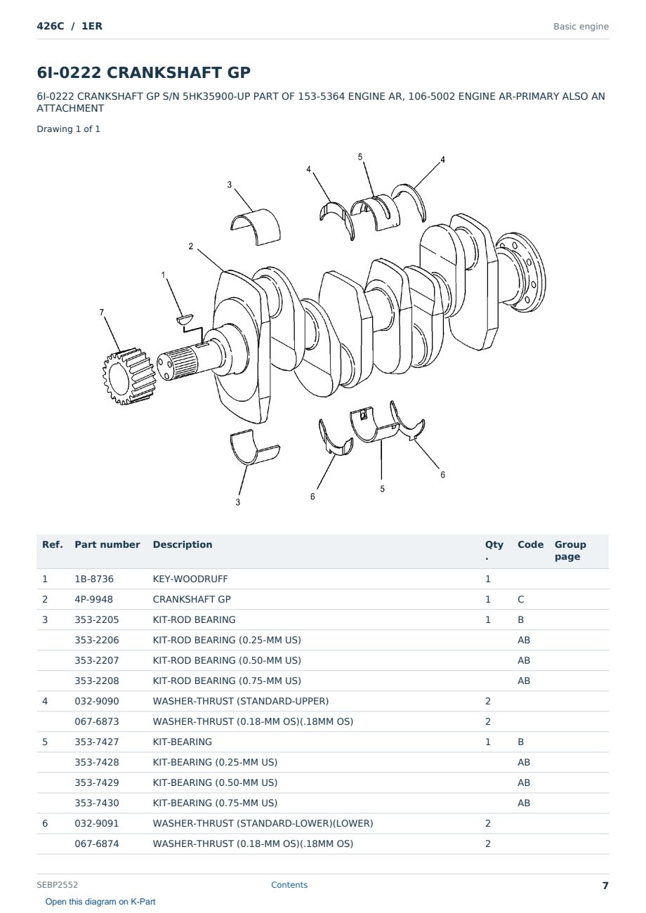Caterpillar 426C S/N 1ER Partsbook SEBP2552 (English) - sample page 7 of 10 Caterpillar 426C S/N 1ER Partsbook SEBP2552 (English) - sample page 7 of 10