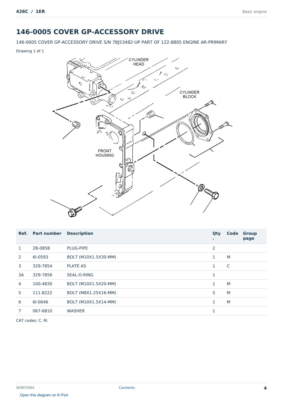 Caterpillar 426C S/N 1ER Partsbook SEBP2994 (English) - sample page 4 of 10 Caterpillar 426C S/N 1ER Partsbook SEBP2994 (English) - sample page 4 of 10