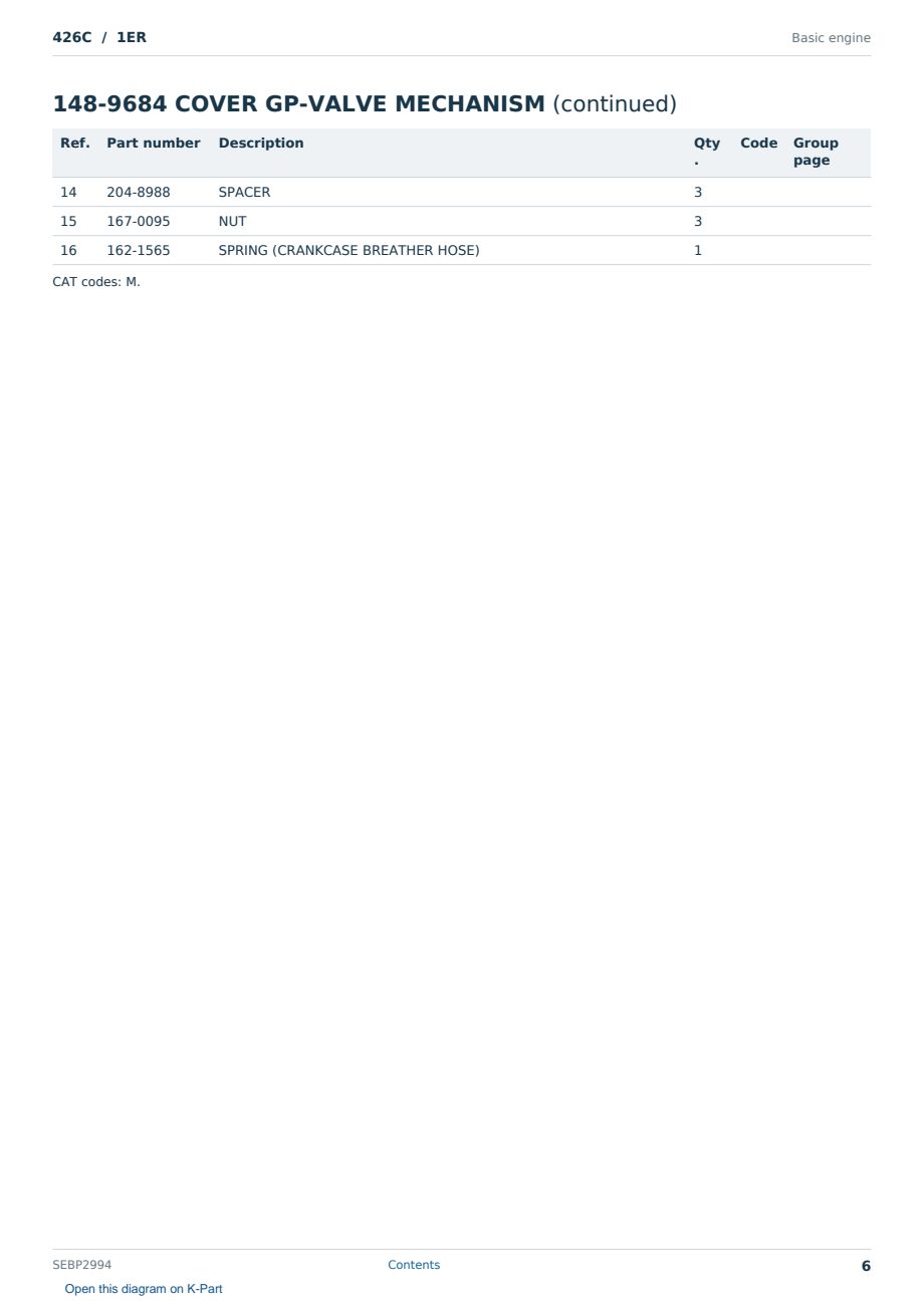 Caterpillar 426C S/N 1ER Partsbook SEBP2994 (English) - sample page 6 of 10 Caterpillar 426C S/N 1ER Partsbook SEBP2994 (English) - sample page 6 of 10
