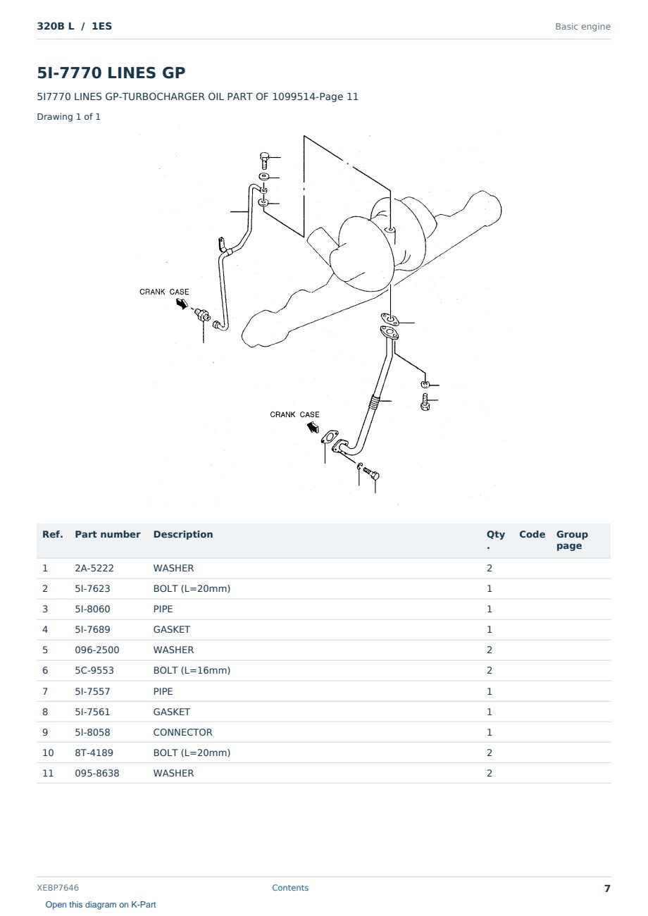 Caterpillar 320B L S/N 1ES Partsbook XEBP7646 (English) - sample page 7 of 10 Caterpillar 320B L S/N 1ES Partsbook XEBP7646 (English) - sample page 7 of 10