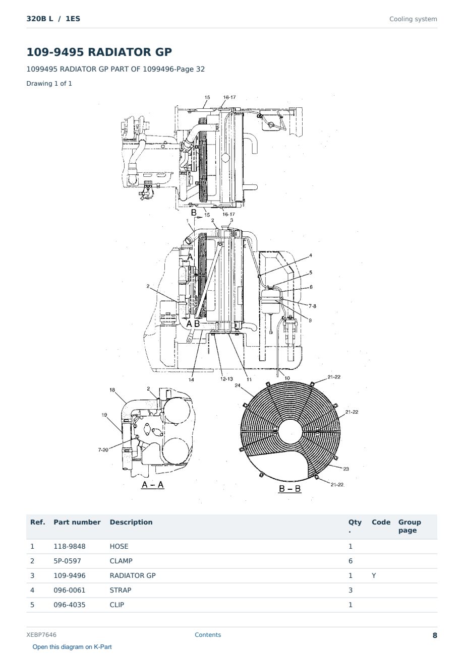 Caterpillar 320B L S/N 1ES Partsbook XEBP7646 (English) - sample page 8 of 10 Caterpillar 320B L S/N 1ES Partsbook XEBP7646 (English) - sample page 8 of 10