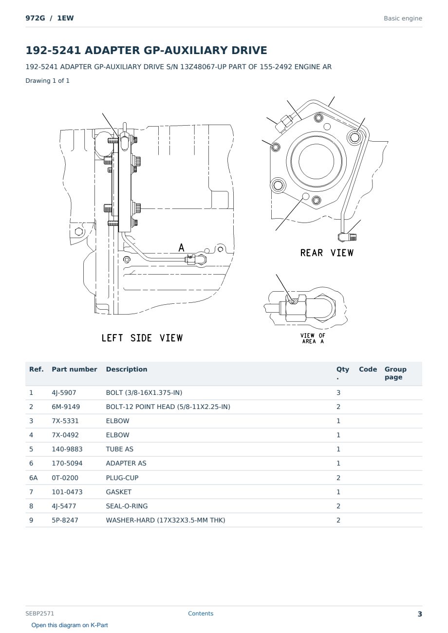 Caterpillar 972G S/N 1EW Partsbook SEBP2571 (English) - sample page 3 of 10 Caterpillar 972G S/N 1EW Partsbook SEBP2571 (English) - sample page 3 of 10