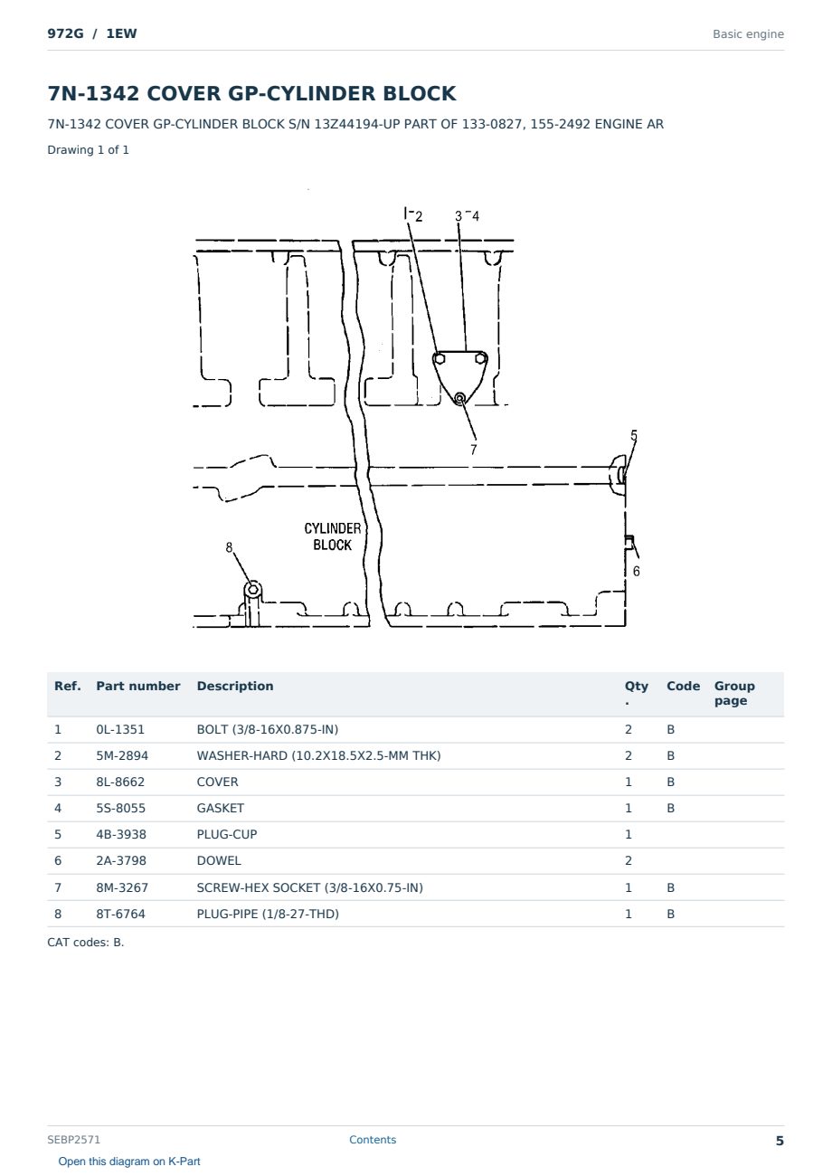 Caterpillar 972G S/N 1EW Partsbook SEBP2571 (English) - sample page 5 of 10 Caterpillar 972G S/N 1EW Partsbook SEBP2571 (English) - sample page 5 of 10