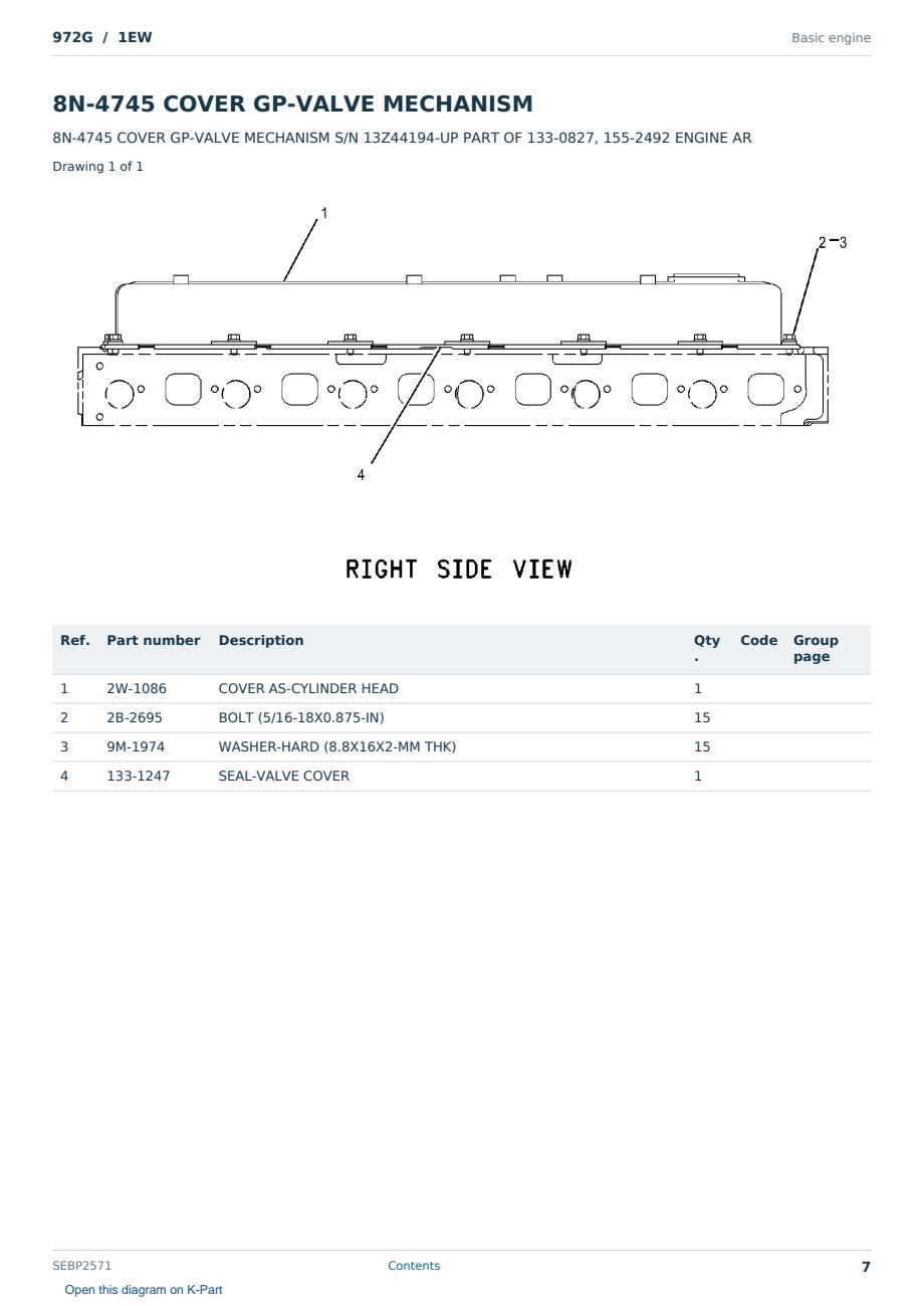 Caterpillar 972G S/N 1EW Partsbook SEBP2571 (English) - sample page 7 of 10 Caterpillar 972G S/N 1EW Partsbook SEBP2571 (English) - sample page 7 of 10