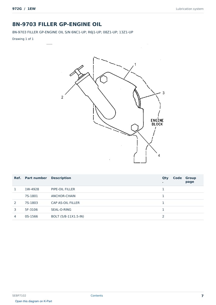 Caterpillar 972G S/N 1EW Partsbook SEBP7102 (English) - sample page 7 of 10 Caterpillar 972G S/N 1EW Partsbook SEBP7102 (English) - sample page 7 of 10