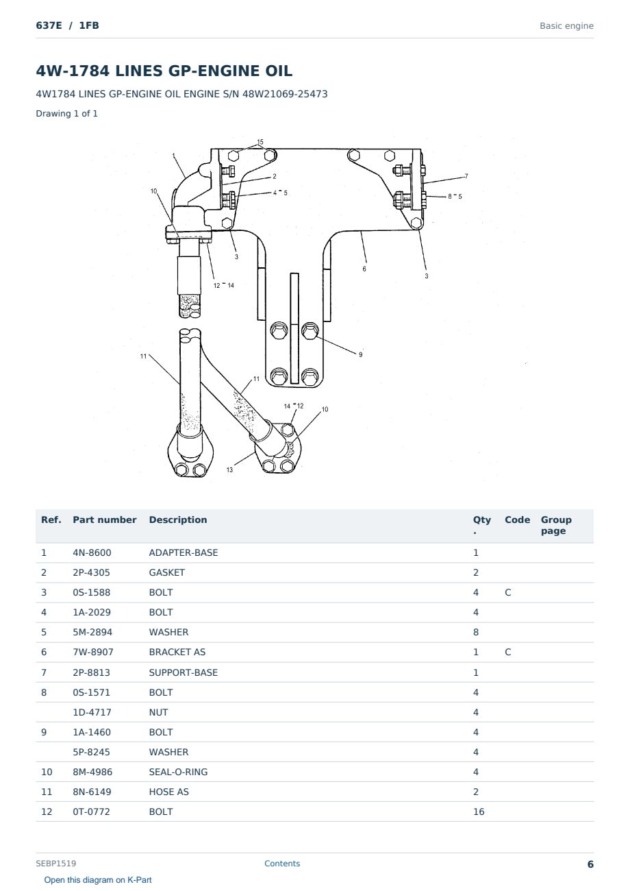 Caterpillar 637E S/N 1FB Partsbook SEBP1519 (English) - sample page 6 of 10 Caterpillar 637E S/N 1FB Partsbook SEBP1519 (English) - sample page 6 of 10