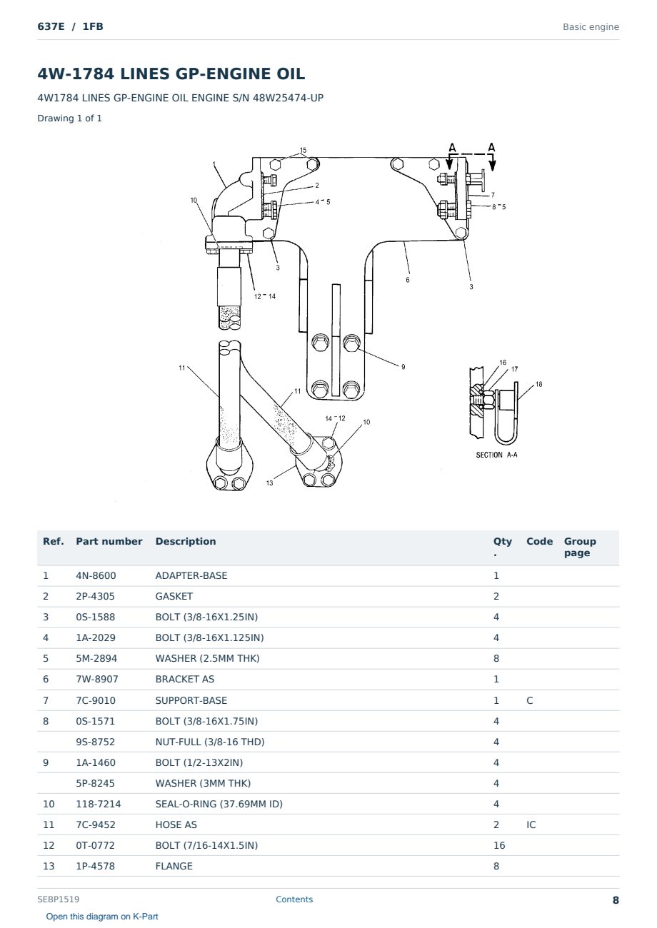 Caterpillar 637E S/N 1FB Partsbook SEBP1519 (English) - sample page 8 of 10 Caterpillar 637E S/N 1FB Partsbook SEBP1519 (English) - sample page 8 of 10