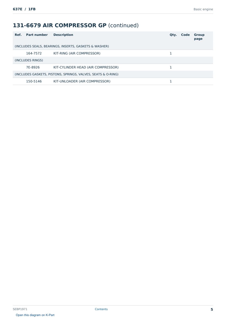 Caterpillar 637E S/N 1FB Partsbook SEBP1971 (English) - sample page 5 of 10 Caterpillar 637E S/N 1FB Partsbook SEBP1971 (English) - sample page 5 of 10