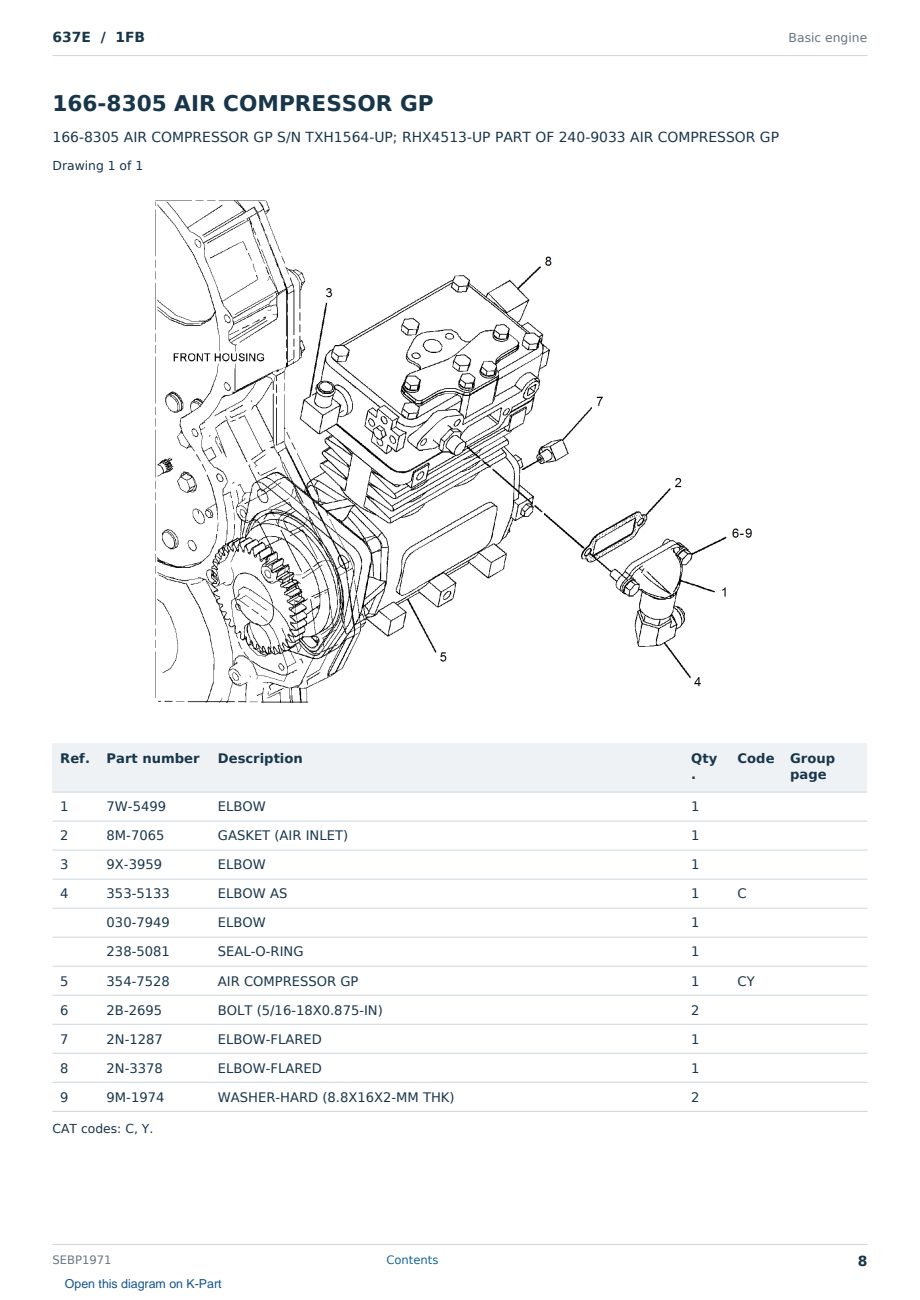 Caterpillar 637E S/N 1FB Partsbook SEBP1971 (English) - sample page 8 of 10 Caterpillar 637E S/N 1FB Partsbook SEBP1971 (English) - sample page 8 of 10