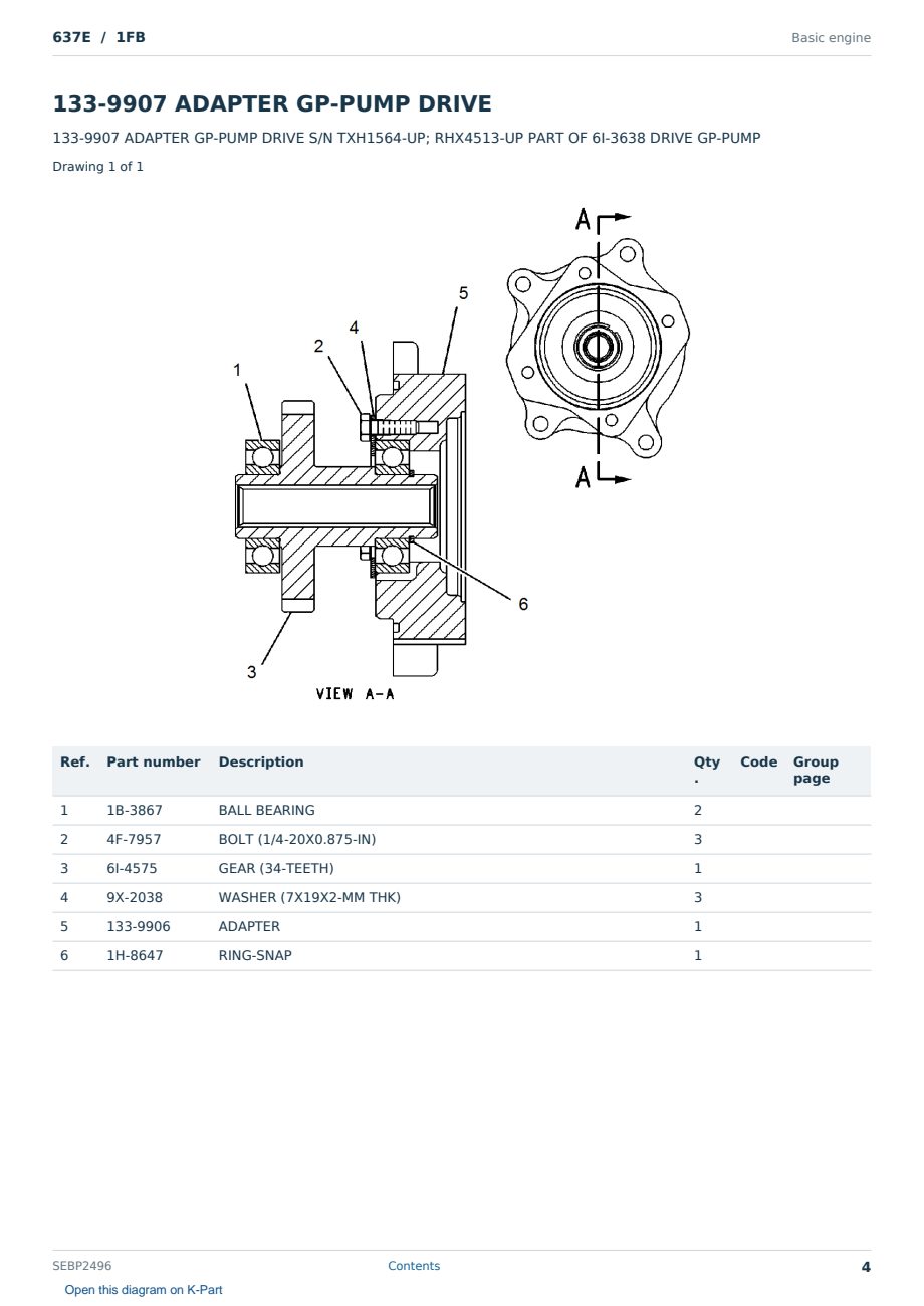 Caterpillar 637E S/N 1FB Partsbook SEBP2496 (English) - sample page 4 of 10 Caterpillar 637E S/N 1FB Partsbook SEBP2496 (English) - sample page 4 of 10