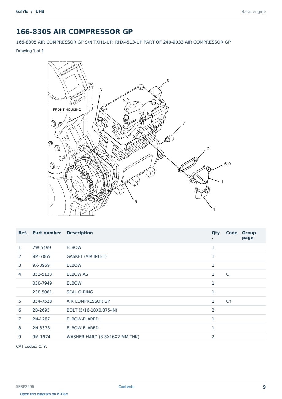 Caterpillar 637E S/N 1FB Partsbook SEBP2496 (English) - sample page 9 of 10 Caterpillar 637E S/N 1FB Partsbook SEBP2496 (English) - sample page 9 of 10