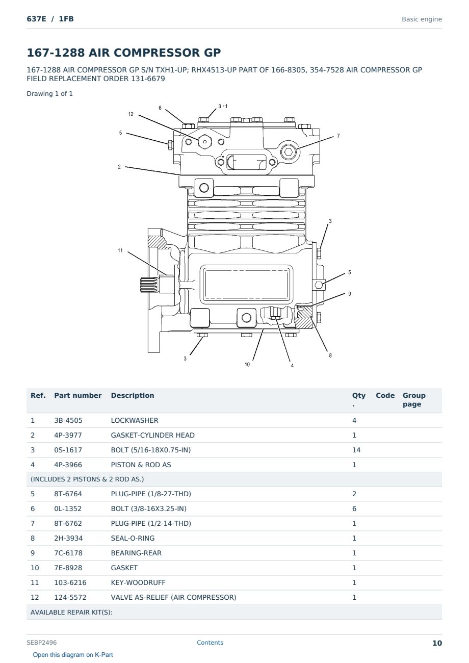 Caterpillar 637E S/N 1FB Partsbook SEBP2496 (English) - sample page 10 of 10 Caterpillar 637E S/N 1FB Partsbook SEBP2496 (English) - sample page 10 of 10