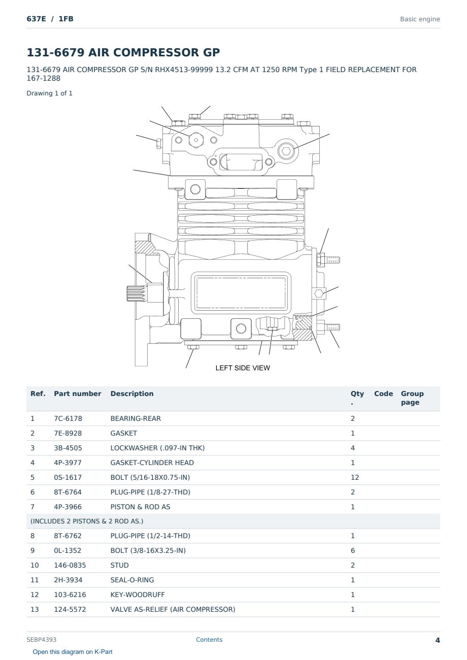 Caterpillar 637E S/N 1FB Partsbook SEBP4393 (English) - sample page 4 of 10 Caterpillar 637E S/N 1FB Partsbook SEBP4393 (English) - sample page 4 of 10