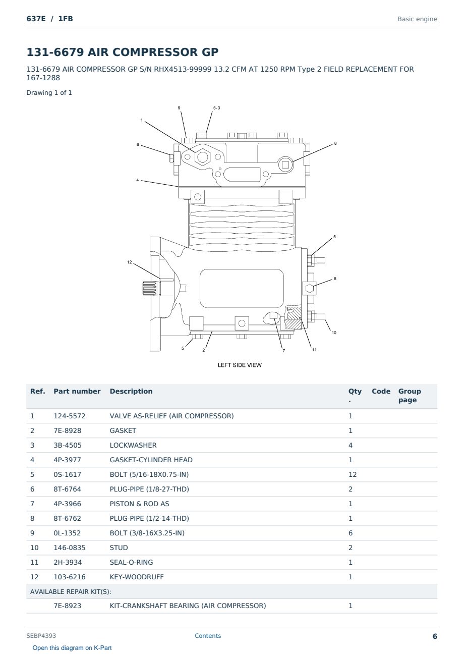 Caterpillar 637E S/N 1FB Partsbook SEBP4393 (English) - sample page 6 of 10 Caterpillar 637E S/N 1FB Partsbook SEBP4393 (English) - sample page 6 of 10