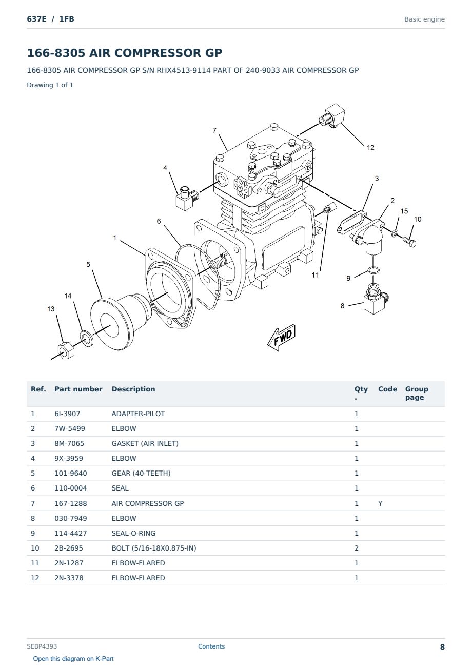 Caterpillar 637E S/N 1FB Partsbook SEBP4393 (English) - sample page 8 of 10 Caterpillar 637E S/N 1FB Partsbook SEBP4393 (English) - sample page 8 of 10