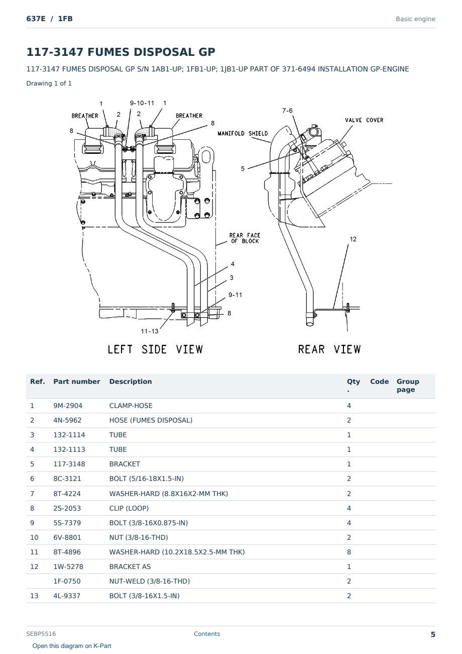Caterpillar 637E S/N 1FB Partsbook SEBP5516 (English) - sample page 5 of 10 Caterpillar 637E S/N 1FB Partsbook SEBP5516 (English) - sample page 5 of 10