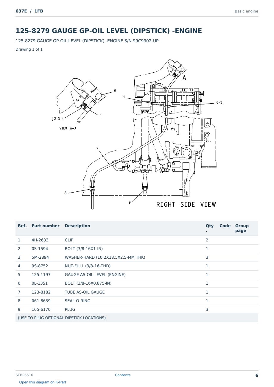 Caterpillar 637E S/N 1FB Partsbook SEBP5516 (English) - sample page 6 of 10 Caterpillar 637E S/N 1FB Partsbook SEBP5516 (English) - sample page 6 of 10