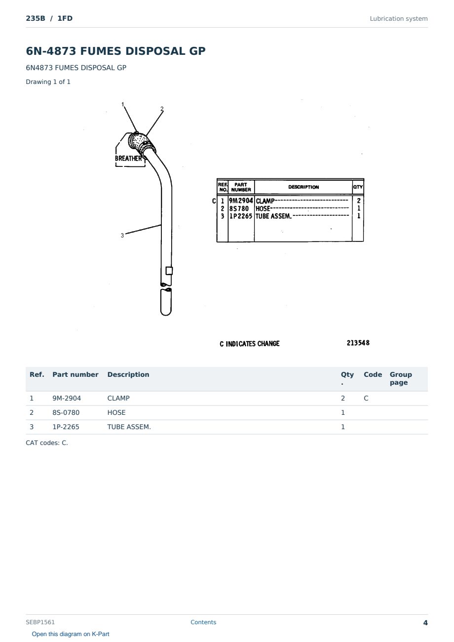 Caterpillar 235B S/N 1FD Partsbook SEBP1561 (English) - sample page 4 of 10 Caterpillar 235B S/N 1FD Partsbook SEBP1561 (English) - sample page 4 of 10
