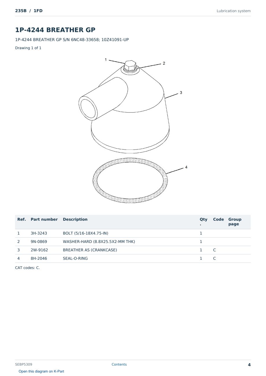 Caterpillar 235B S/N 1FD Partsbook SEBP5309 (English) - sample page 4 of 10 Caterpillar 235B S/N 1FD Partsbook SEBP5309 (English) - sample page 4 of 10